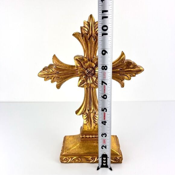 Vintage 11" Standing Cross Table Top Religious Christian Crucifix - Picture 9 of 10